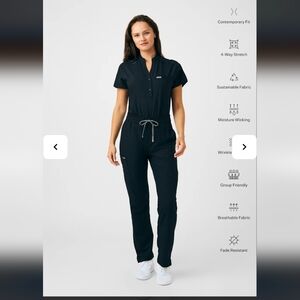 Landau Black Bodysuit And Pants Scrub Set